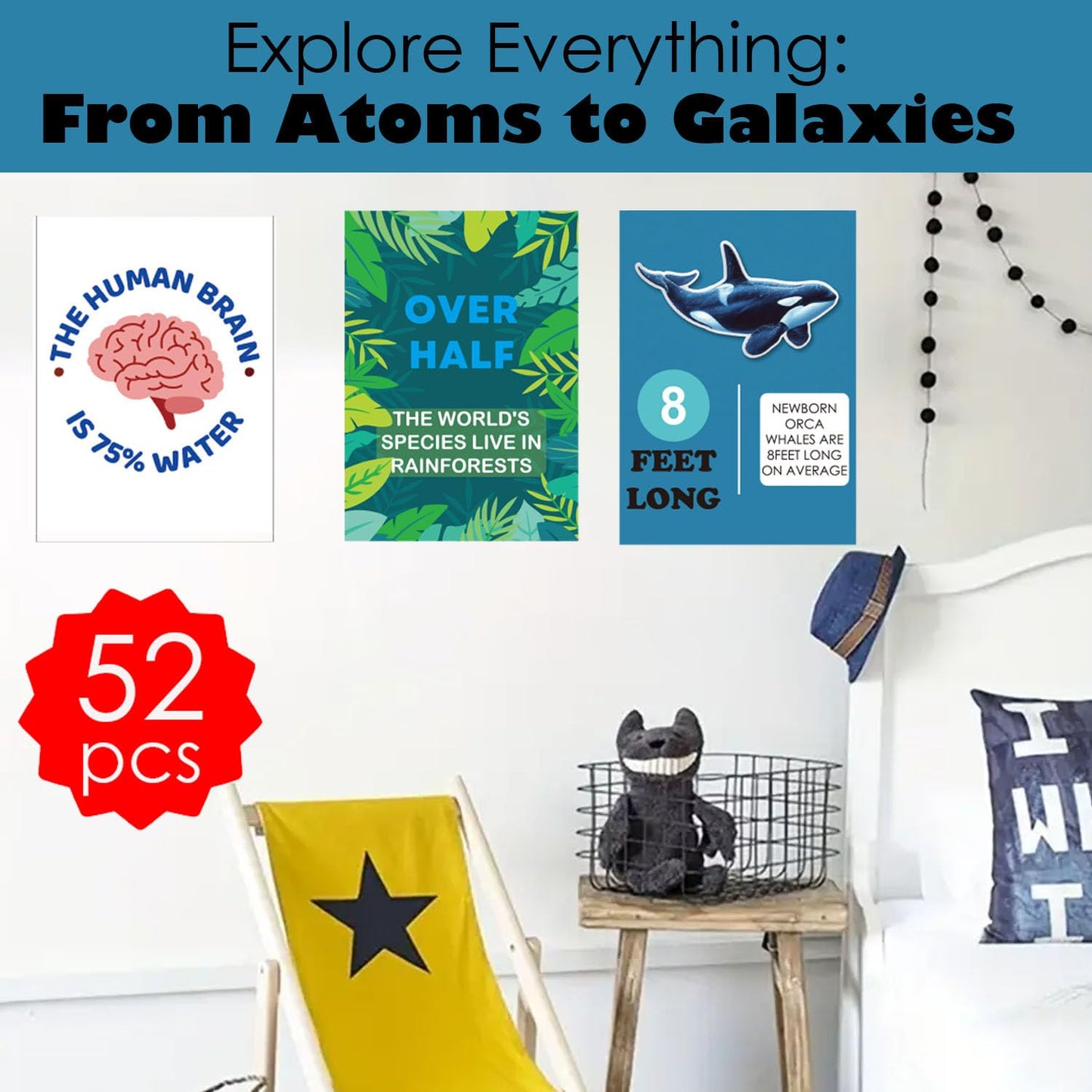 1step2dream Funny Science Posters for Elementary Classroom - Weird Educational Bulletin Board Decor with Amazing Facts - Inspire Students with Thought Provoking STEM Displays