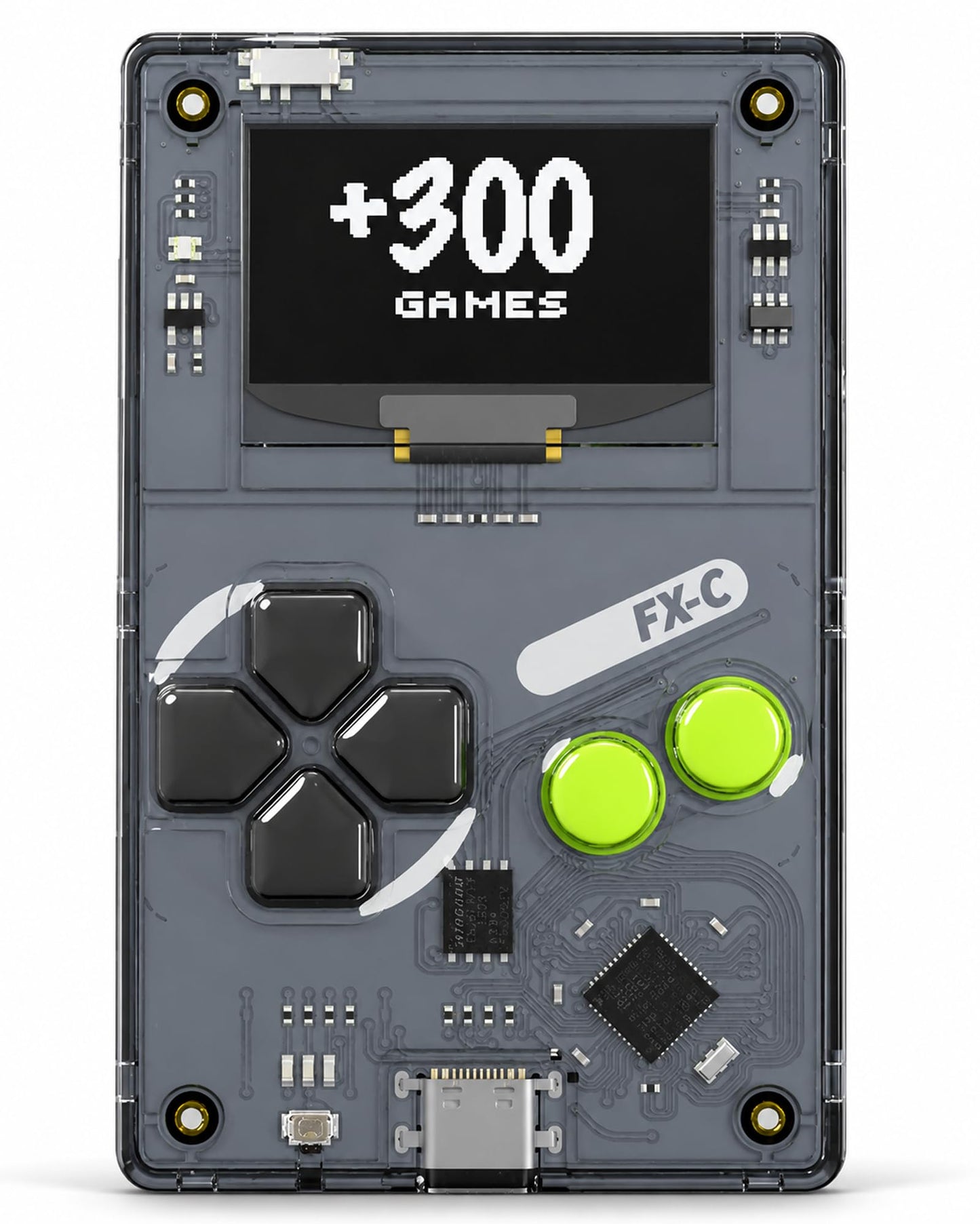 Arduboy FX-C Programmable Open Source 8-Bit Retro Handheld Game Console - 300+ Preloaded Classic Games, STEM Coding Board, USB-C Multiplayer, Credit Card Size Pocket Retro Gaming Device