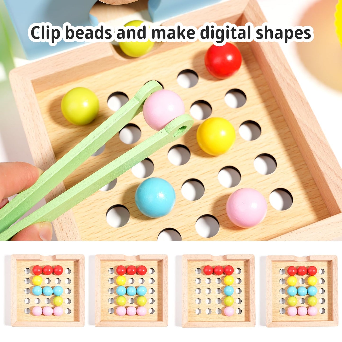 QimuMku 9.6" Wooden Gumball Machine Counting Montessori Toys for 3 4 5 Years Old Boys Girls, Toddler Preschool Learning Activities Toy for Kids Ages 4-8, Birthday Gifts Sensory Toys