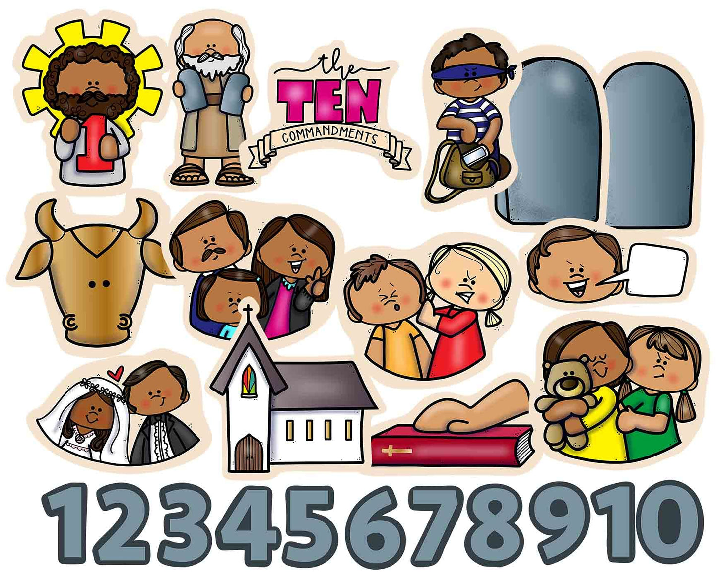 Story Time Felts Ten Commandments Felt Figures for Bible Flannel/Felt Board Stories PRECUT 24 Pieces Moses