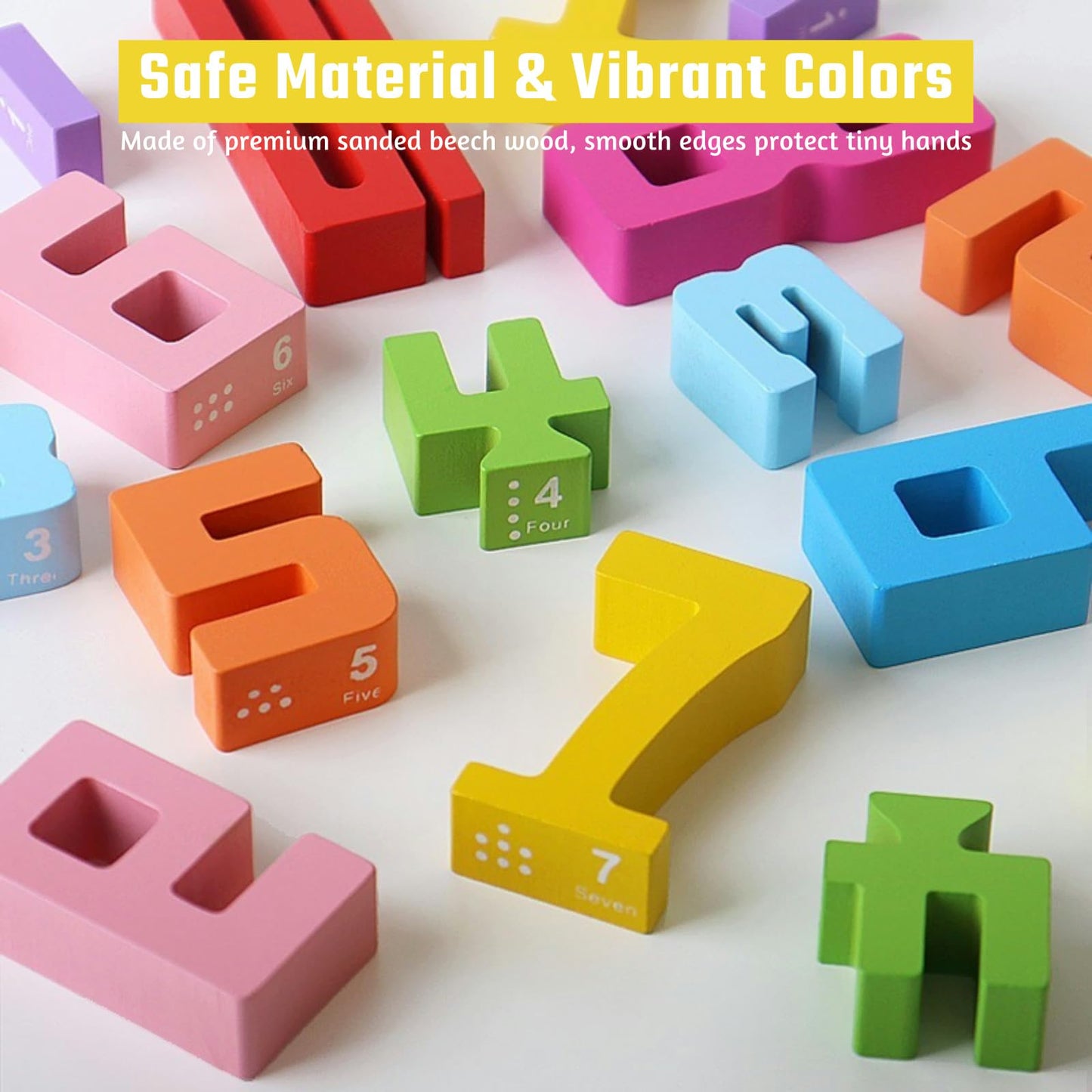 Gdaytao 20PCS Wooden Number Building Blocks 1-10 - Montessori Math Stacking Number Blocks Toys with Counting Games, Bright Digital Building Blocks Friends of 10, STEM Learning Toys for Kids Ages 3-8