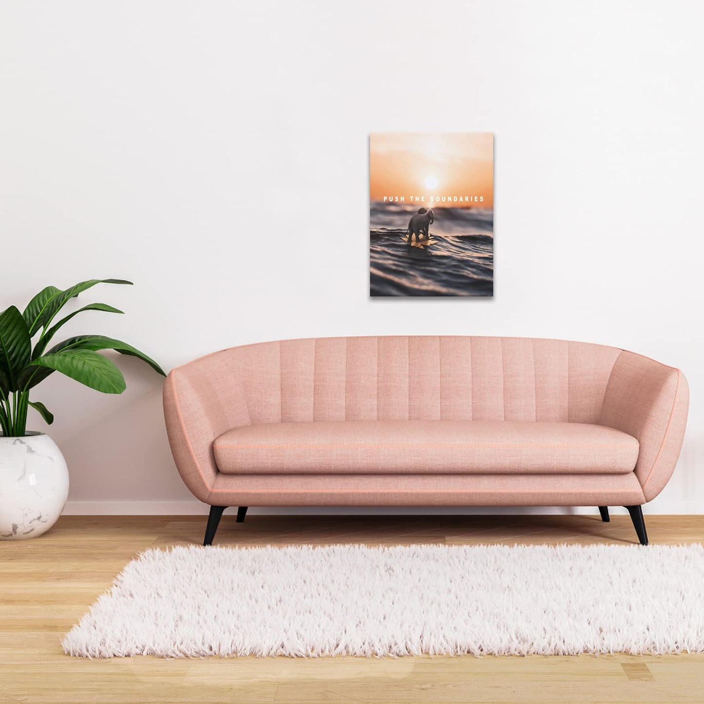 Inspirational Quotes Wall Art Push the Boundaries Framed Painting Modern Artwork Decorations Decor for Office Bedroom (12" W x 18" H)