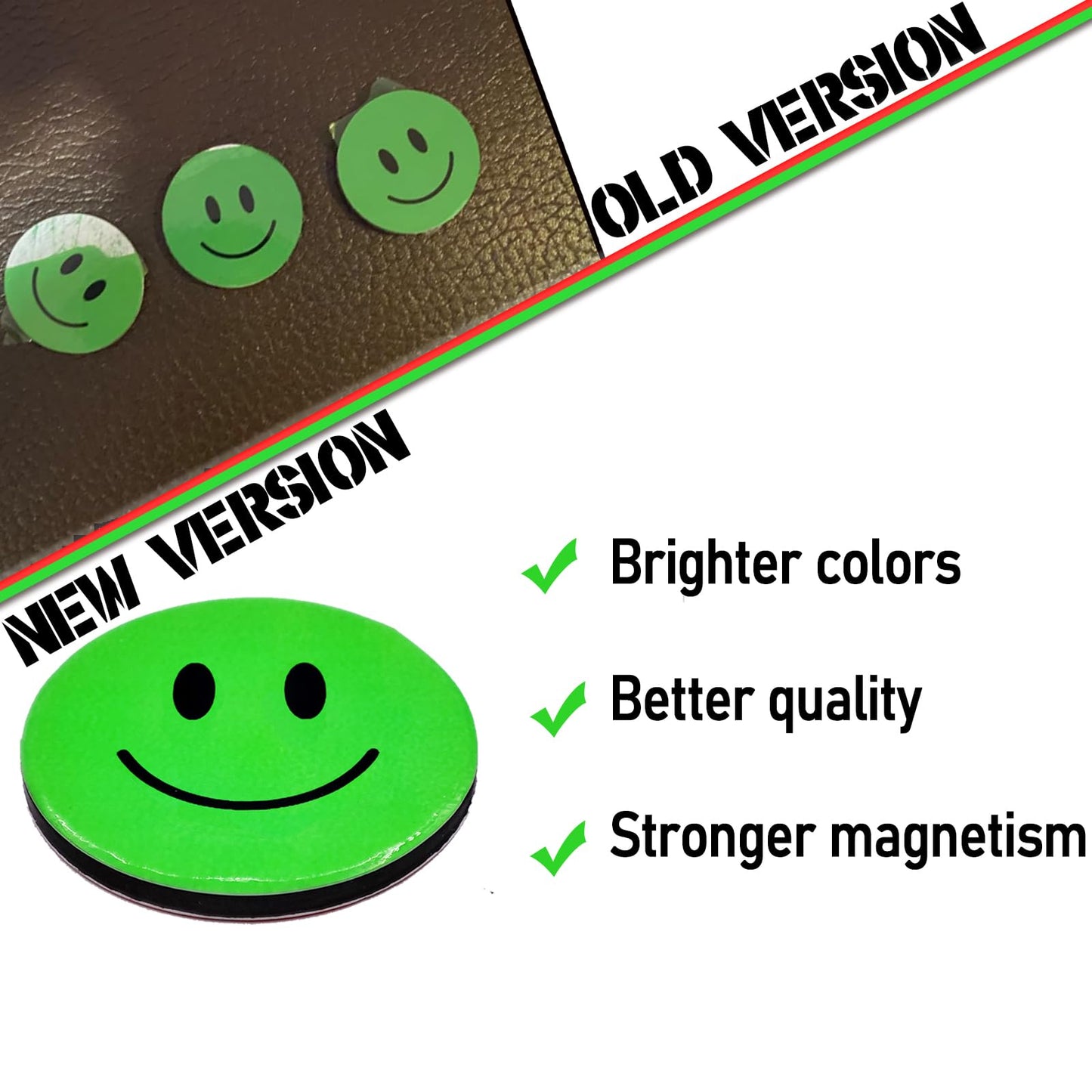 KAARP Double Sided Smiley Face Magnets for Whiteboard, Red Magnets and Green Magnets in One (1 inch) (XL003)