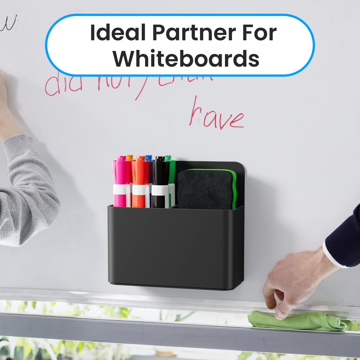 First-zgel 3 Pcs Magnetic Dry Erase Marker Holder, Magnetic Pen Holder for Fridge, Whiteboard, Locker, Wall Remote Control Holder for Home Office School(Black)
