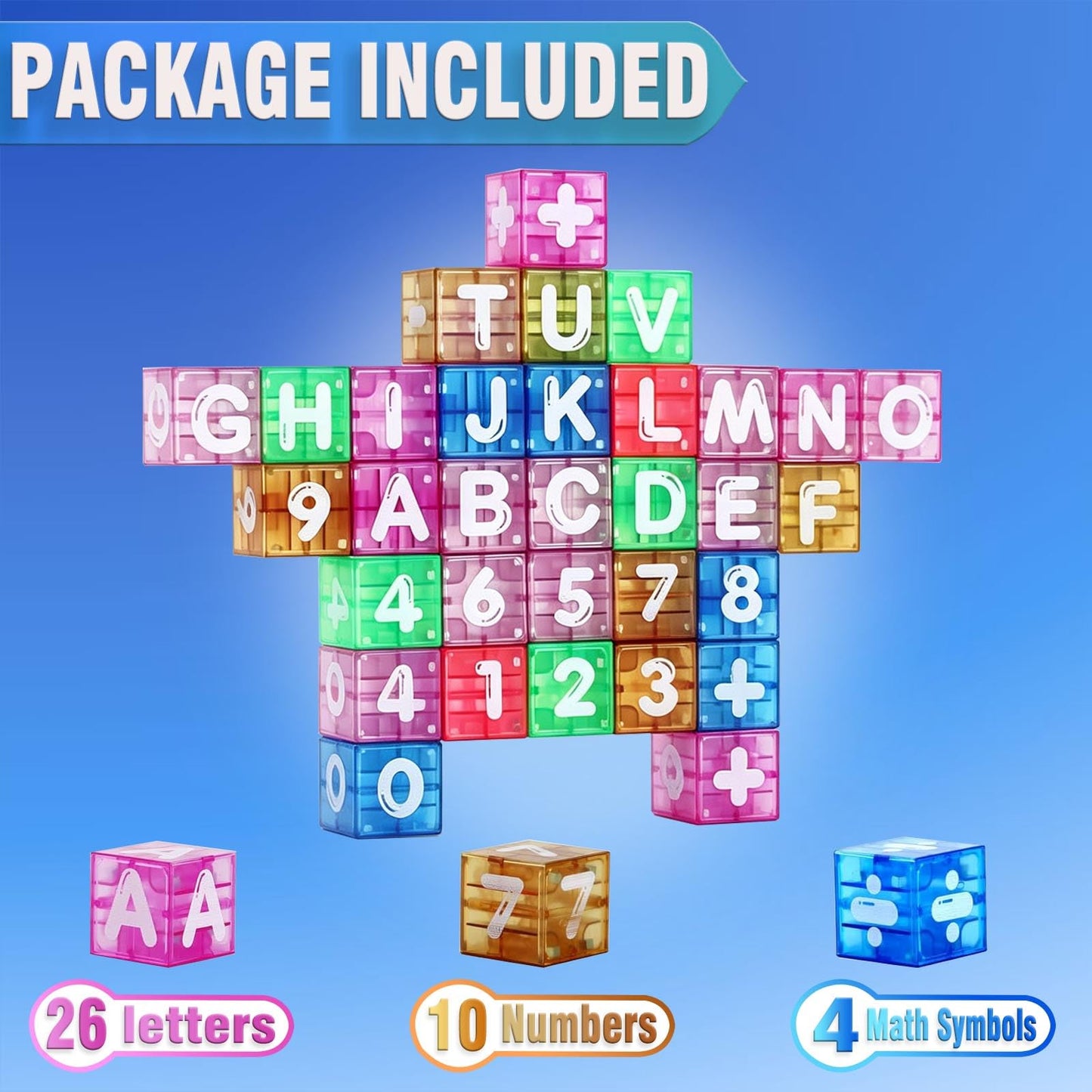 Varaict Magnetic Letters and Numbers for Kids Ages 3-8 | 40 Piece Educational Alphabet Learning Toy Set | STEM Montessori Spelling and Math Blocks for Preschool Kindergarten