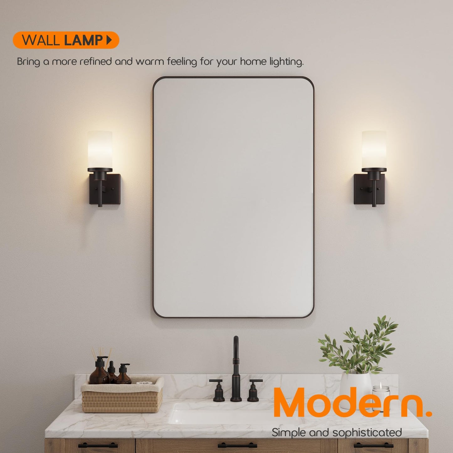 AONEON Wall Sconce Vanity Light Fixture, 1-Light, Frosted Glass, Oil-Rubbed Bronze, Model T001ORB-L1