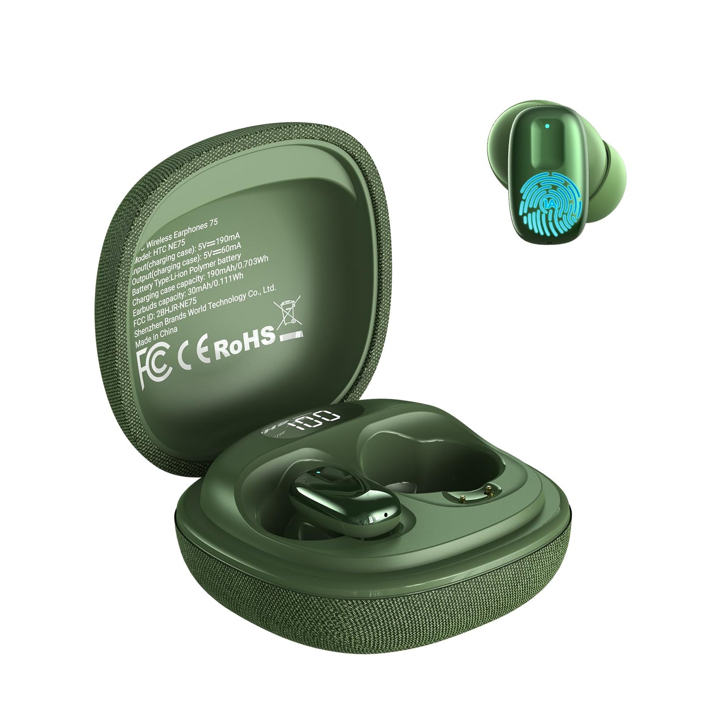 NE75 AI Translation Earbuds 135 Languages Real-Time Translator Earphones, Bluetooth 6.0 TWS Wireless Bluetooth Earphones, Hi-Fi Music & Call, Smart Touch+App for Travel, Sports & Business (Green)