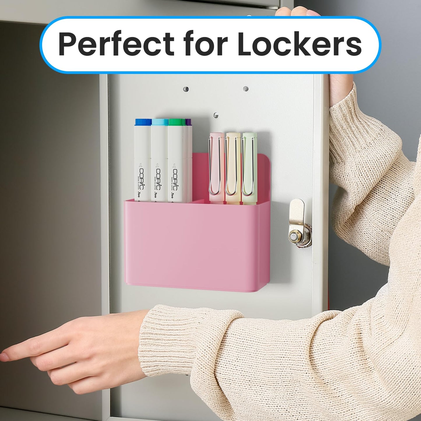 First-zgel 3 Pcs Magnetic Pen Holder, Magnetic Dry Erase Marker Holder, Wall Remote Control Holder, Whiteboard Marker Holder for School, Office, Home, Locker Accessories (Pink)
