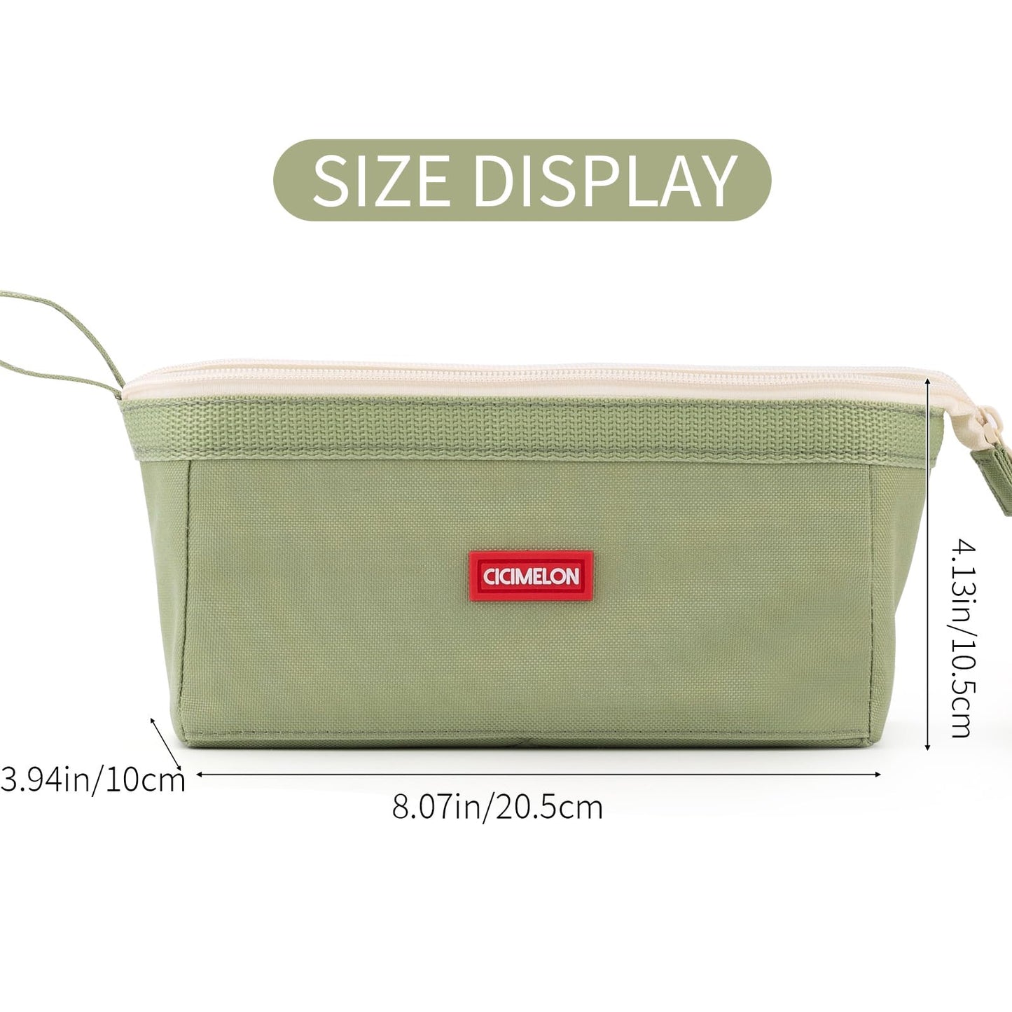 CICIMELON Pencil Case Large Capacity Pouch Pen Bag for School Teen Girl Boy Men Women (Green）