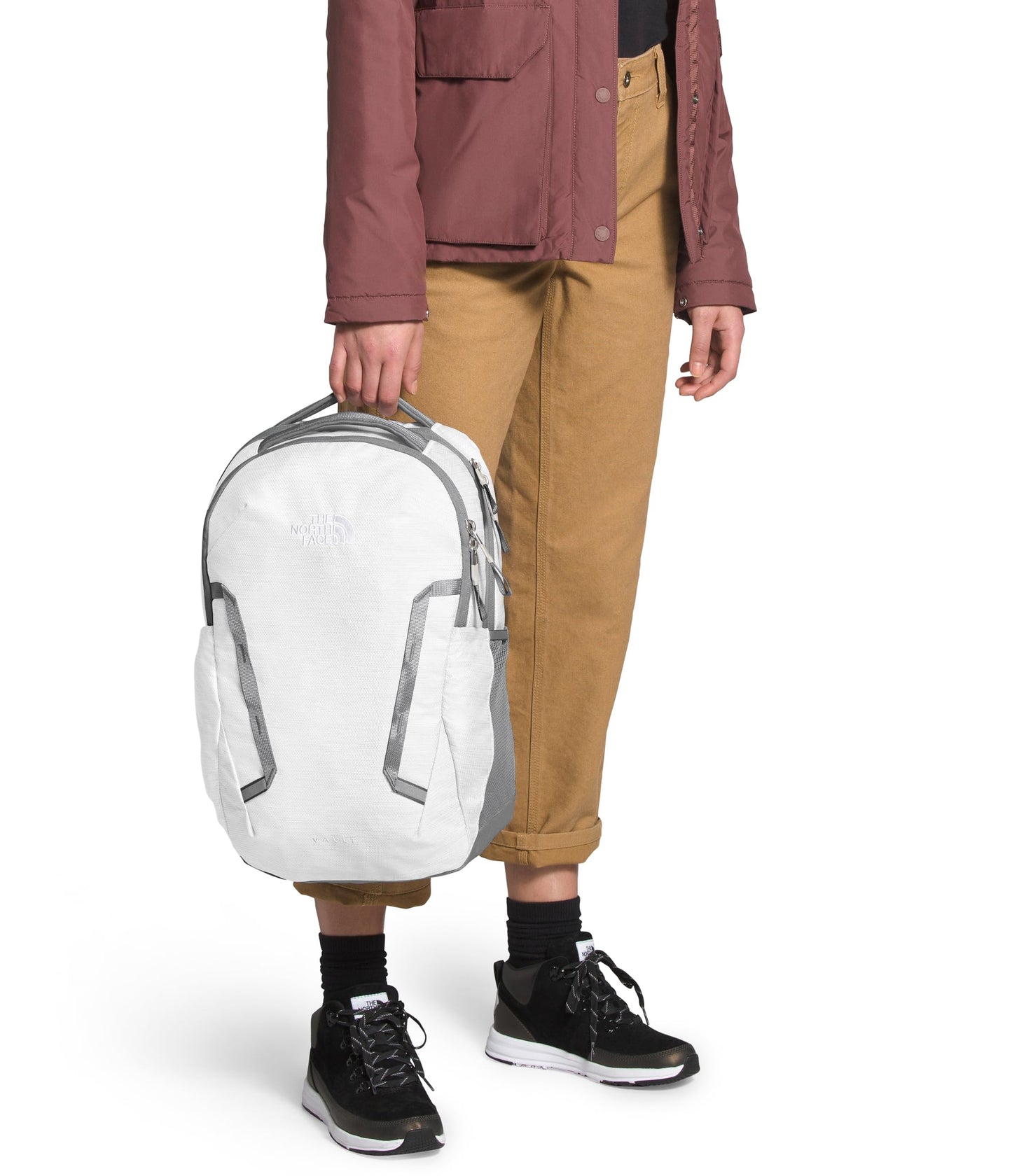 The North Face Women's Vault Everyday Laptop Backpack - Commuter Travel Bag, Water-Repellent, Spacious Main Compartment, TNF White Metallic Mélange/Mid Grey-NPF, One Size