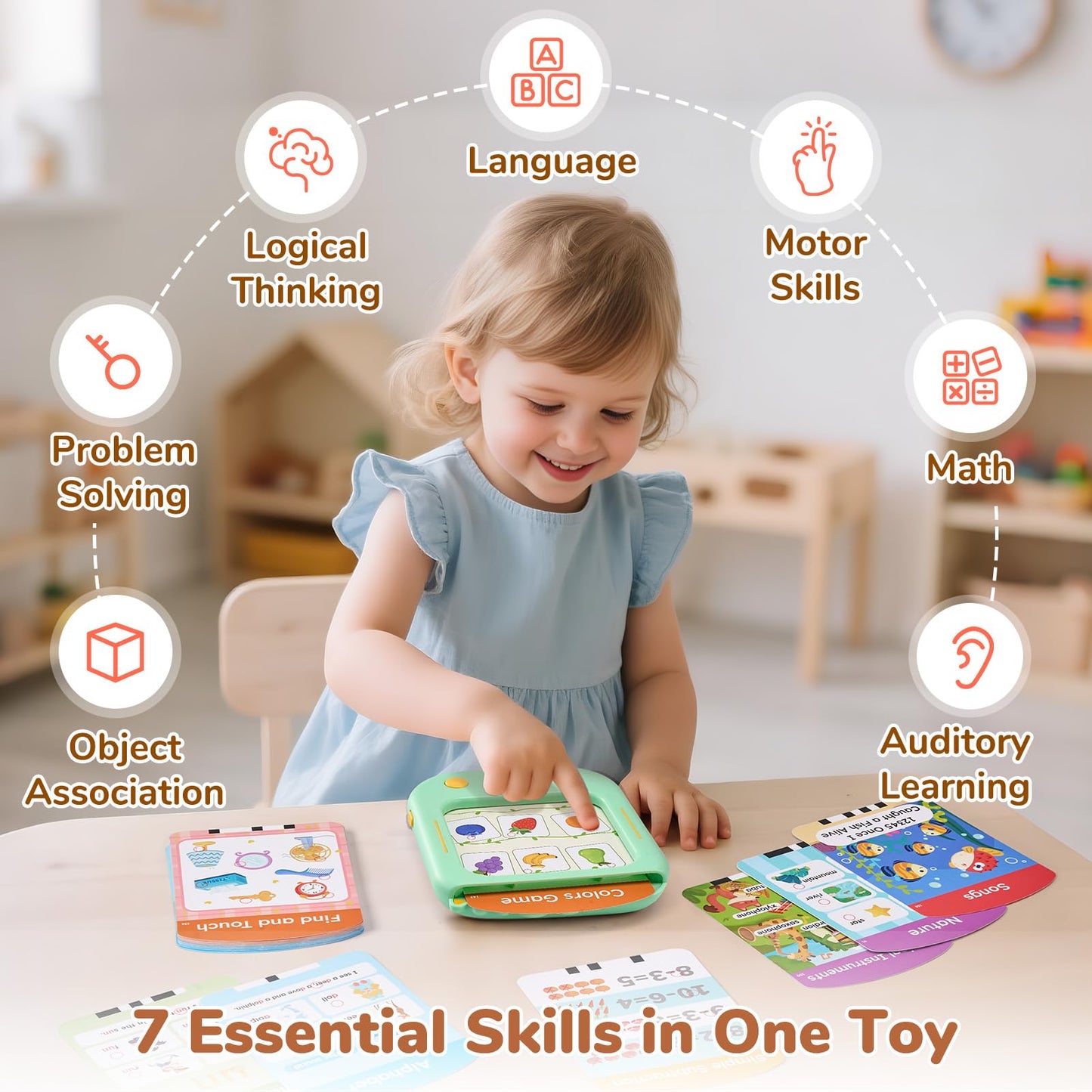 JoyCat Kids Learning Tablet, Learn to Read with 156 Pages, 600+ Words, 40+ Themes, 100+ Interactive Games, Phonics Talking Flash Cards, Screen-Free Toddler Learning Toys Gifts for 2-6 Year Old