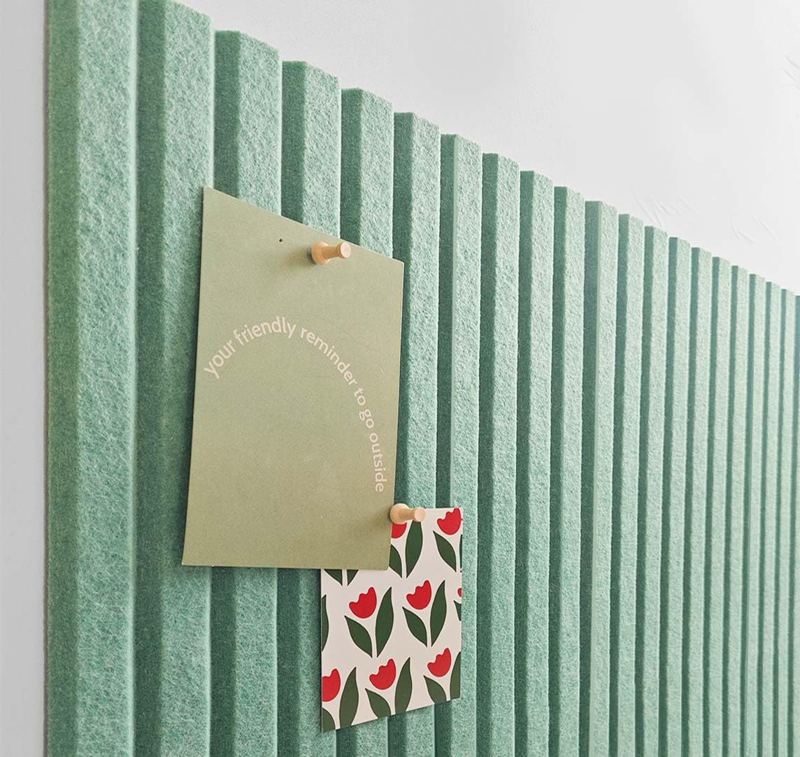 Large Cork Board for Office, 8 Pack Felt Wall Tiles with Slat Wall Paneling and Safe Removable Adhesive Tabs, Felt Bulletin Board Pin Board Cork Boards for Walls - Jade Green