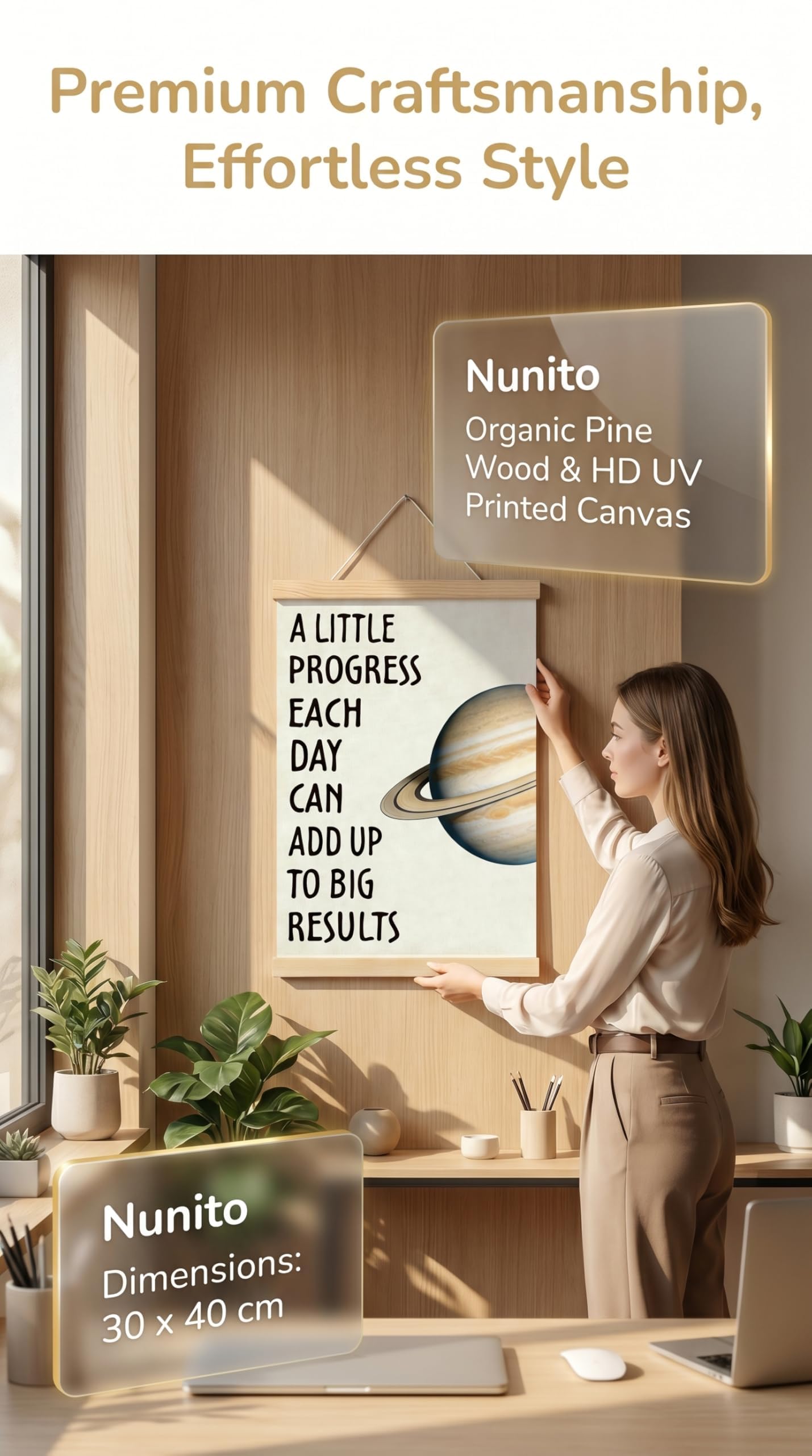 CVDGUFY Motivational Wall Art – Inspirational Wooden Scroll for Office, Classroom, and Home Decor – 30x40cm Hand-Painted Poster with UV Printing