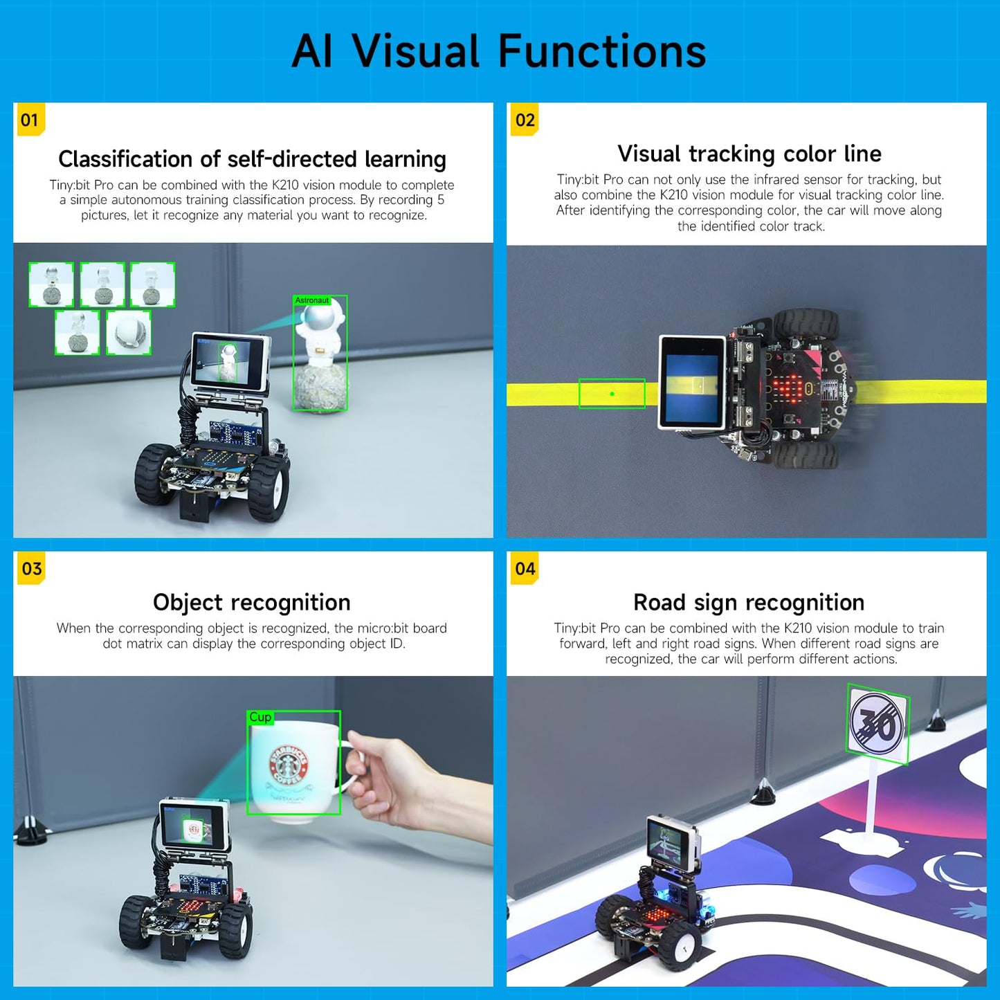 Yahboom Micro bit Smart Robot Car Tinybit Pro AI Visual Recognition Graphical Cooding Line Tracking Ultrasonic Sensor IR APP Control