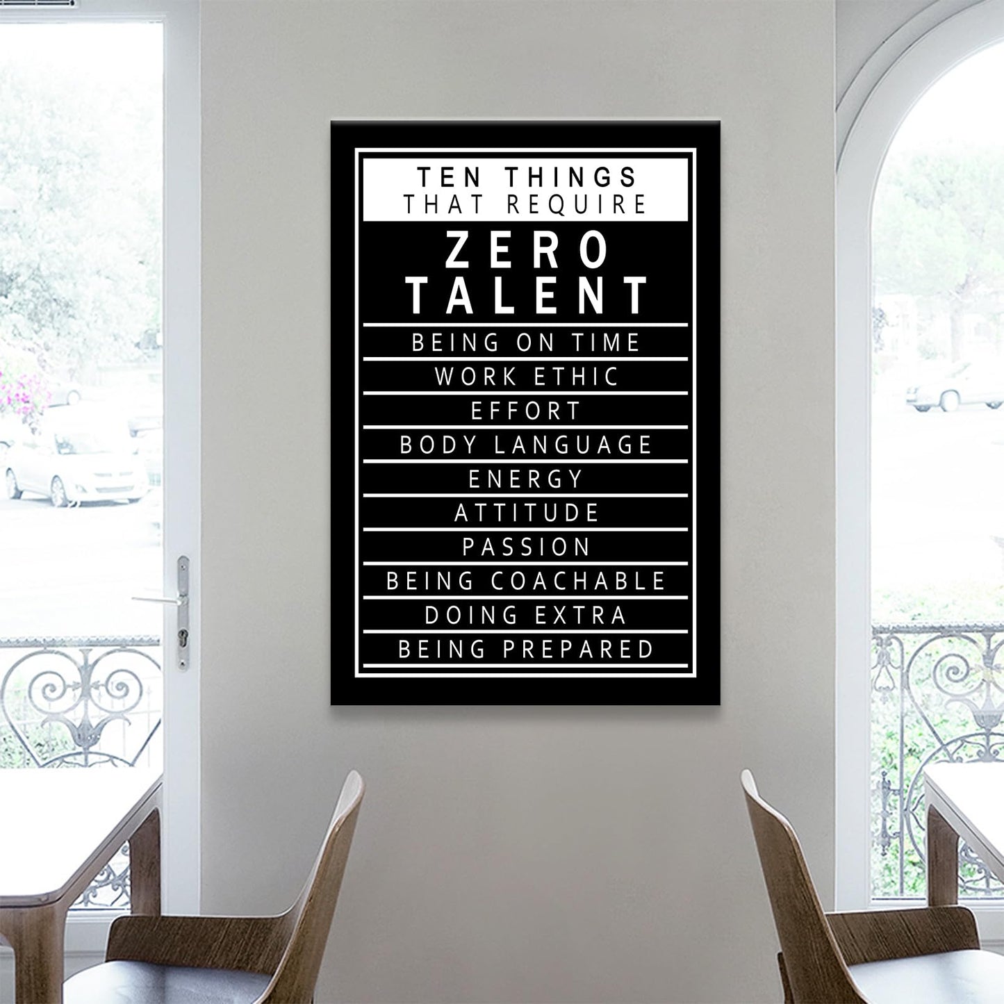 Motivational Canvas Wall Art Inspirational 10 Things that Require Zero Talent Posters Prints Artwork Success Quote Home Office Wall Decor Bedroom Living Room Framed Ready to Hang [24''W x 36''H]
