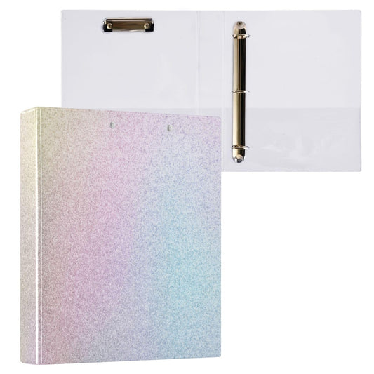 Rainbow Round Ring Binders 1.5 Inch White Pink Gold Marble Tie Dye 3 Ring Clipboard Binder for Office School Work Supplies File Folder Document 200 Sheet Capacity Easy Open