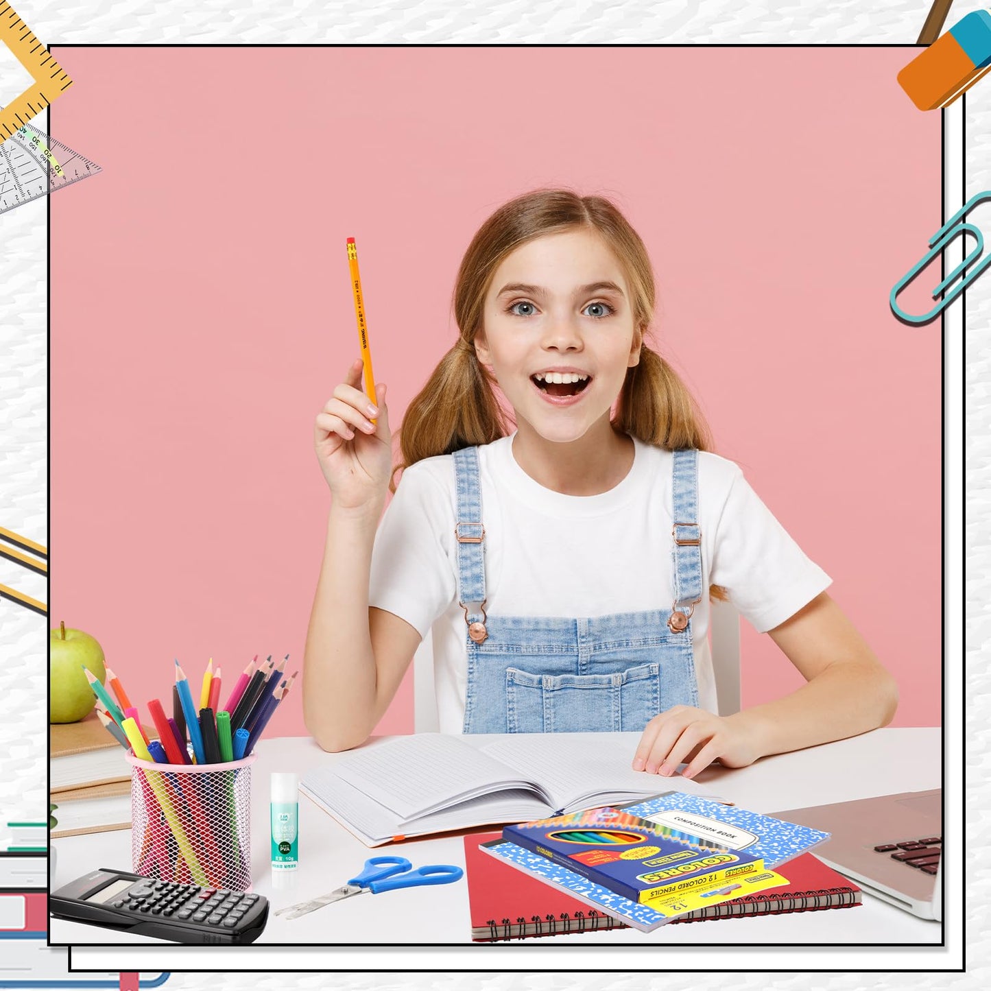 Gilprop 108 Pcs Middle High School Supplies Kit Back to School Supplies for Student 7-12 Grades Essentials Bundle Box Calculator Pencils Compass Notebook Pens(Colorful)