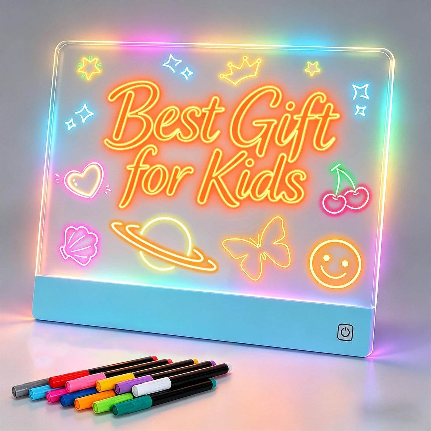 Rechargeable LED Drawing Board for Kids, 16" Light Up Acrylic Dry Erase Board, Lumi Board LED Note Board with Invisible Stand Glow Doodle Board Birthday Easter Gifts for Kids Blue