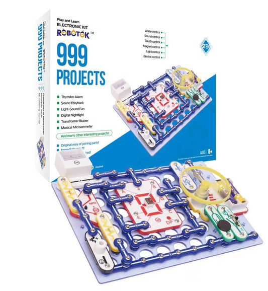 School & Family STEM Educational Toy Gift for Boys & Girls, Over 999 Projects, Physics Science Experiment Circuit Kit for Kids Ages 8+, Electronics Exploration Kit (Mixed Color, 999)