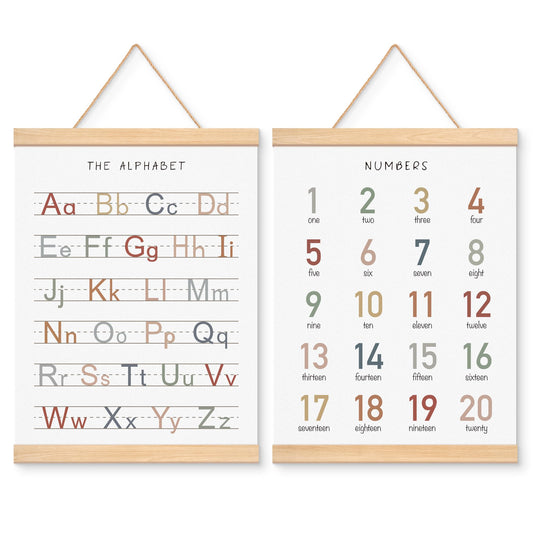 EliteSign Educational Preschool Learning Posters, Alphabet Numbers Posters for Toddlers, ABC Banner Wall Hanging Posters Decor for Classroom Playroom Nursery Kids Room, 12x17 Inch Set of 2