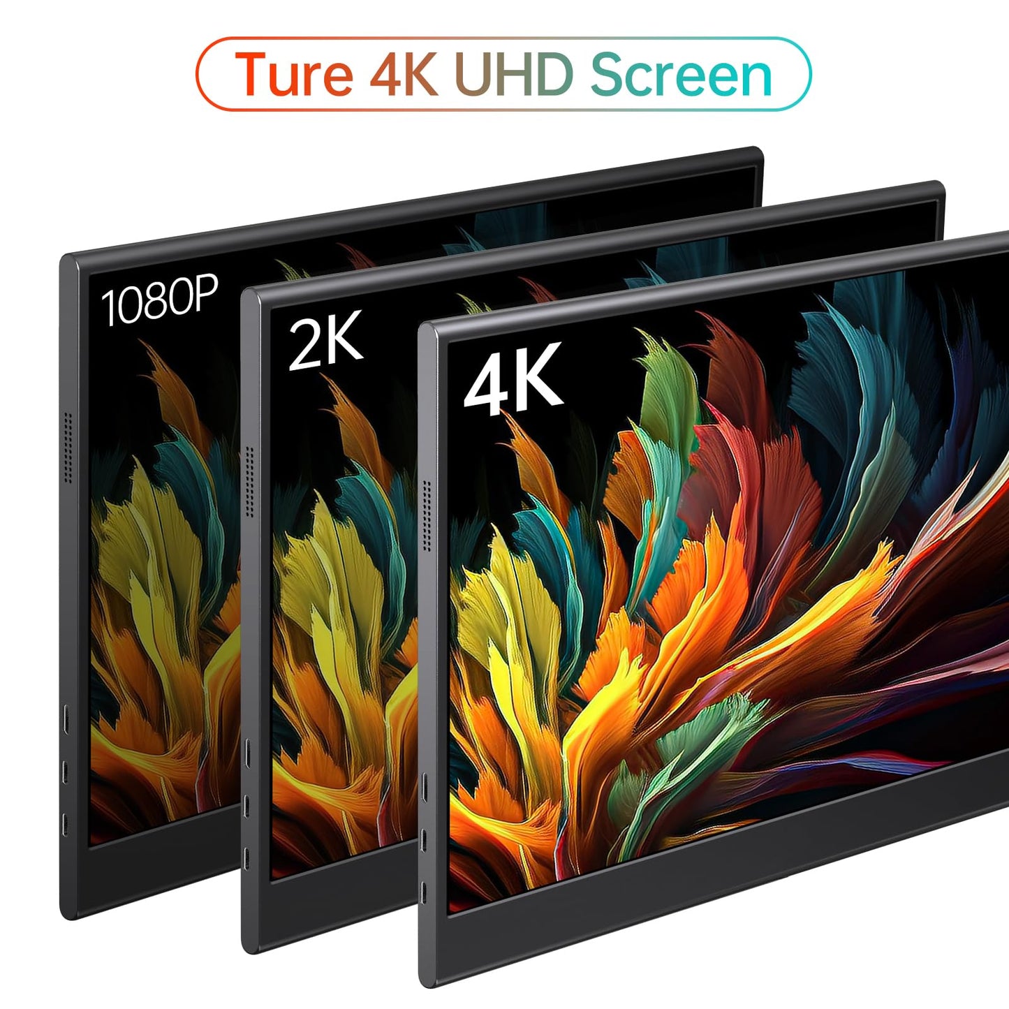 WGK 15.6 inch Portable Monitor 4K UHD 100%sRGB Travel Display HDMI/USB-C Compatible with Laptops, Desktops, Phones, PS, Mac, Xbox, Switch, and Other Gaming Devices Kickstand & Speakers VESA Mountable