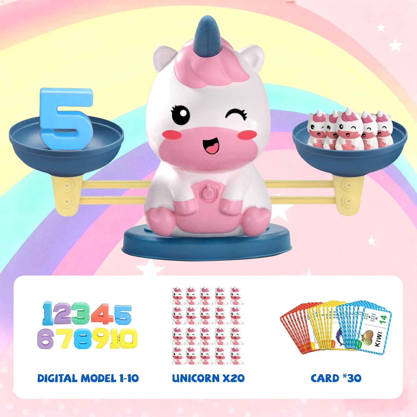 Snugzy Unicorn Balance Counting Toys, Number Counting Scale Games for Kids Cool Math Learning Games for Boys and Girls Preschool Kindergarten Learning STEM Montessori Educational Toys for 3+