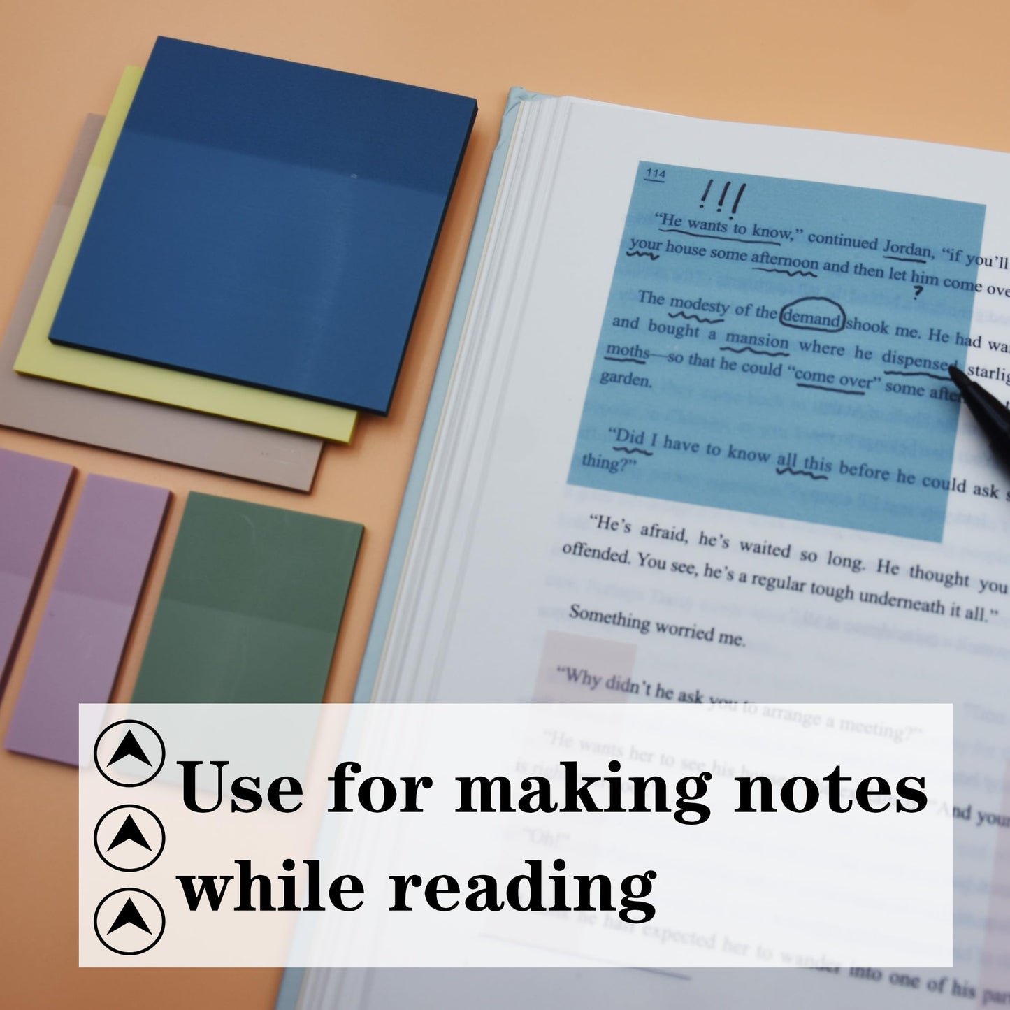 YOUDEFUL Translucent Sticky Notes, Cute Clear Sticky Notes, 3"x3" Waterproof Transparent Sticky Note Pads for Books Annotation, Clear Post it Notes for Bible Journaling Study