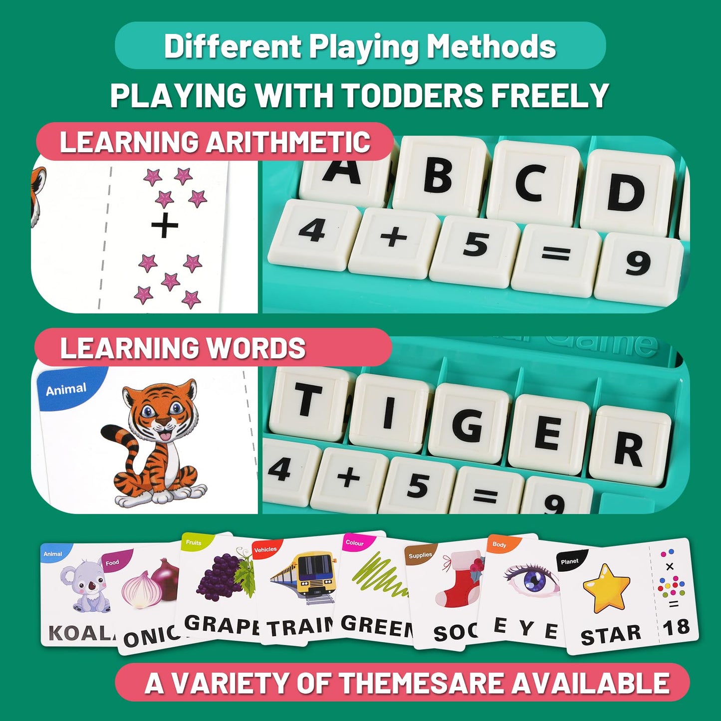 ISMETACU Upgraded Dinosaur Math Balance Toy with Number Blocks, Letter Cubes & 32 Learning Cards, Montessori Learning & Education Toys for Ages 3–7,Ideal Gift for Kids (Upgraded Blue)