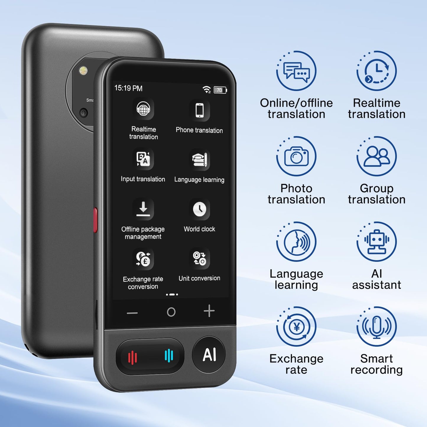 FancyDove Language Translator Device, Instant Two Way Voice Translator, 149 Languages Translator & AI Assistant Device, for Business Learning Travel