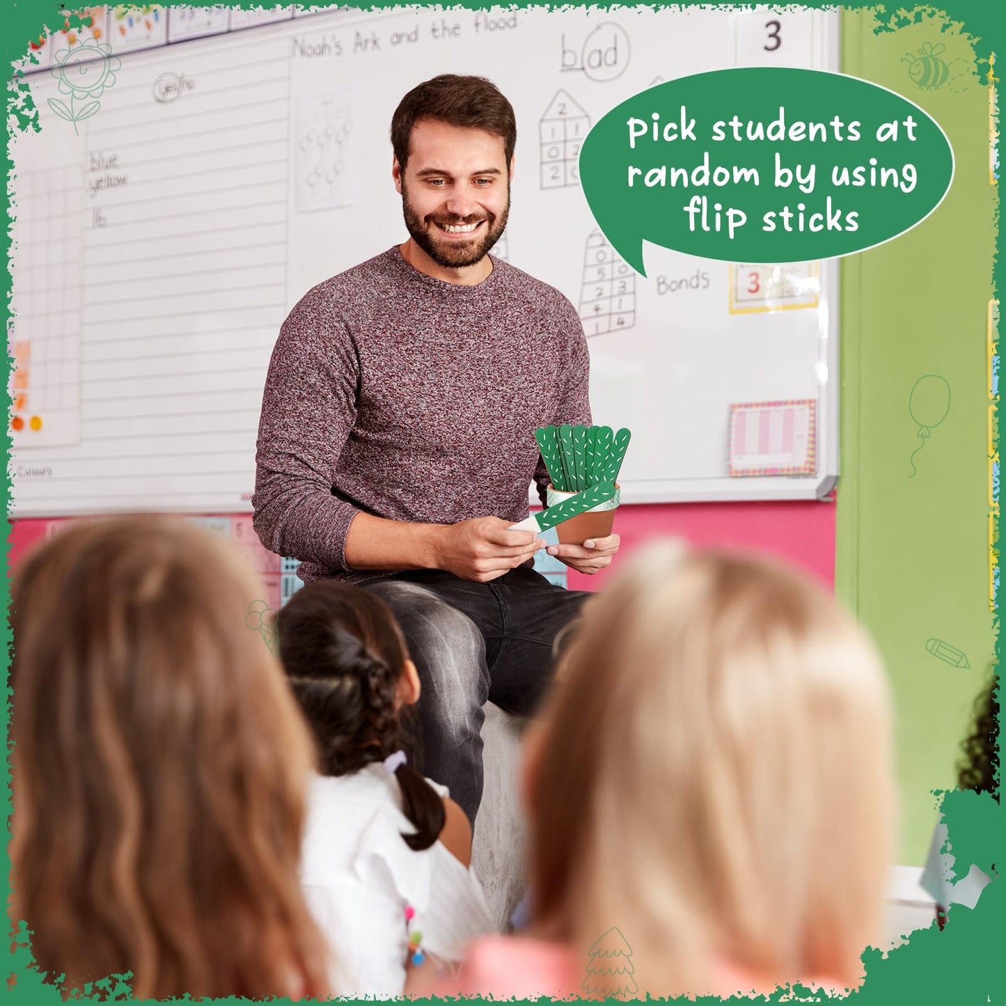 Chunful 72 Flip Name Sticks with Storage Pot Talking Flip Name Stick Counting for Classroom Back to School Management Teacher Essential Student Grouping Tally Educational and Learning Supply(Classic)