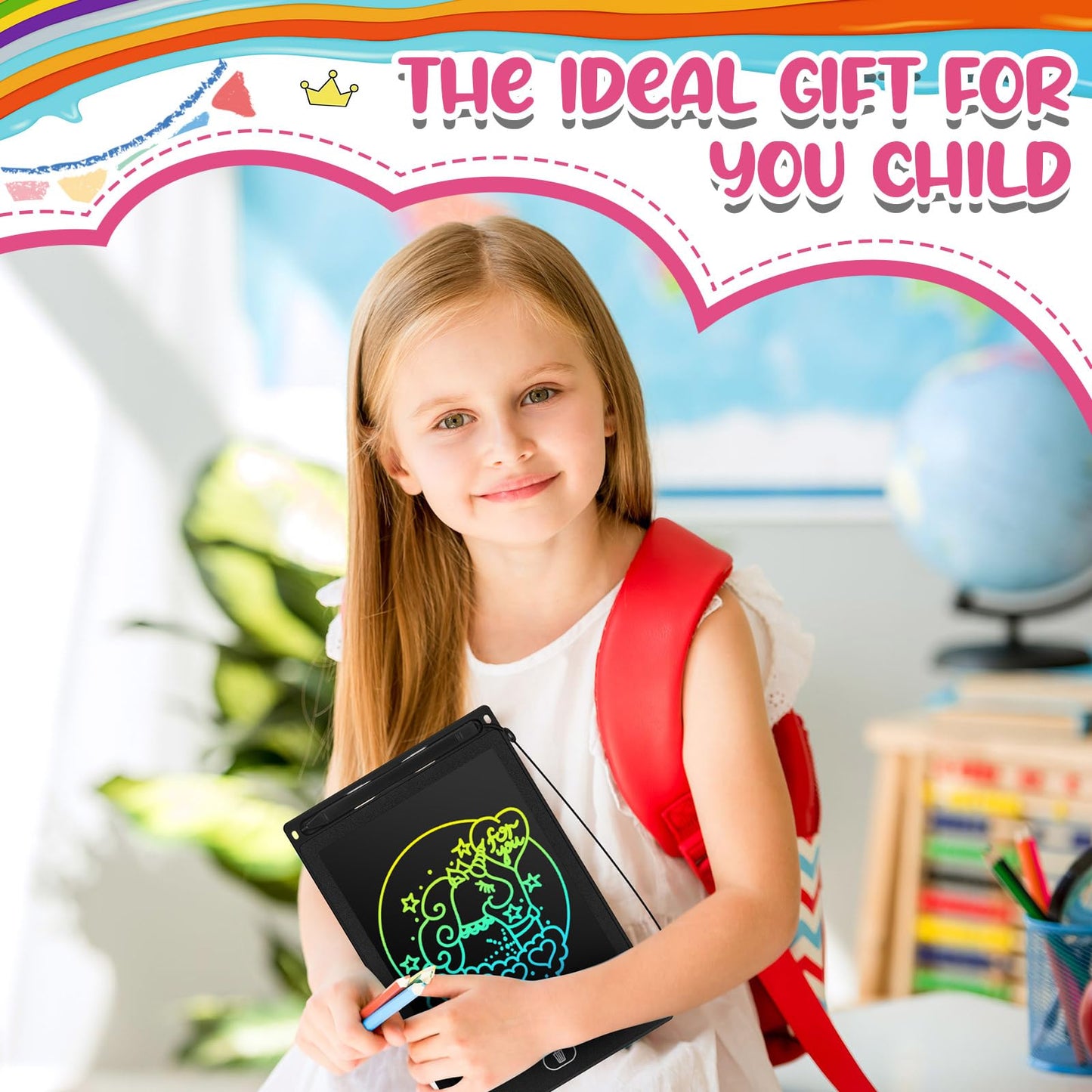 Zhehao 24 Pieces LCD Writing Tablet Doodle Board 8.5 Inch Colorful Reusable Screen Board Pad Reusable Drawing Writing Learning Educational Pad Toys for Girls Boys 8-10 3-10(Simple Round Style)