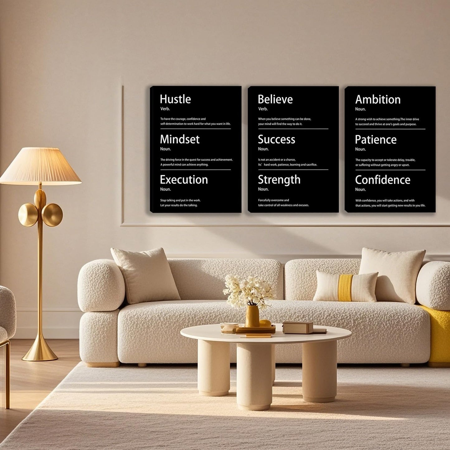 3 Panel Print Canvas Wall Art Motivational Office Wall Decor Painting Inspirational Posters Modern Inspiring Artwork for Home Living Room Bedroom Wall Decor Office Wall Art Ready to Hang - 36"Wx 16"H