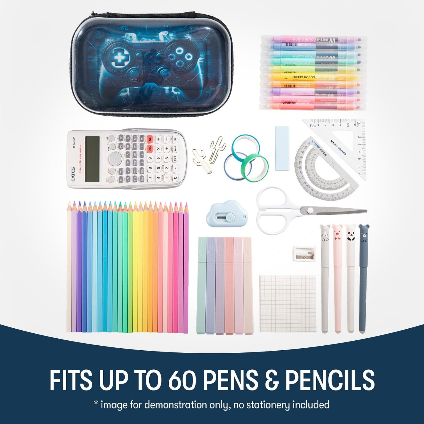 ZIPIT Clear Top Pencil Case for Kids, Durable Pencil Box for School, Large Capacity Stationery Organizer Box, Gaming
