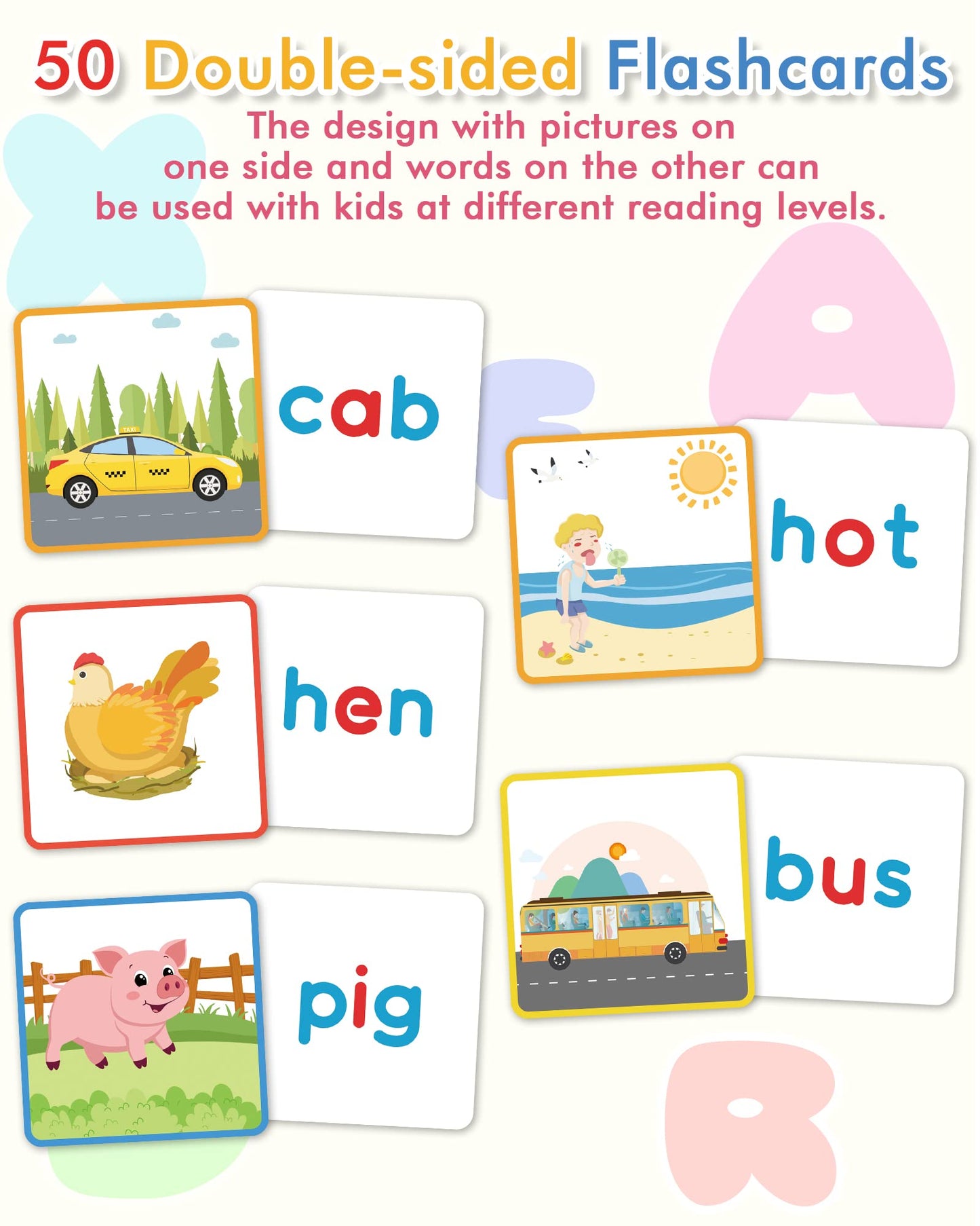 Wooden CVC Word Spelling Games, Montessori Educational Learning Toys Gifts for 3 4 5 6 Year Old Kids, Preschool Kindergarten Learning Activities, Sight Words Flash Cards Reading Letters for Toddlers