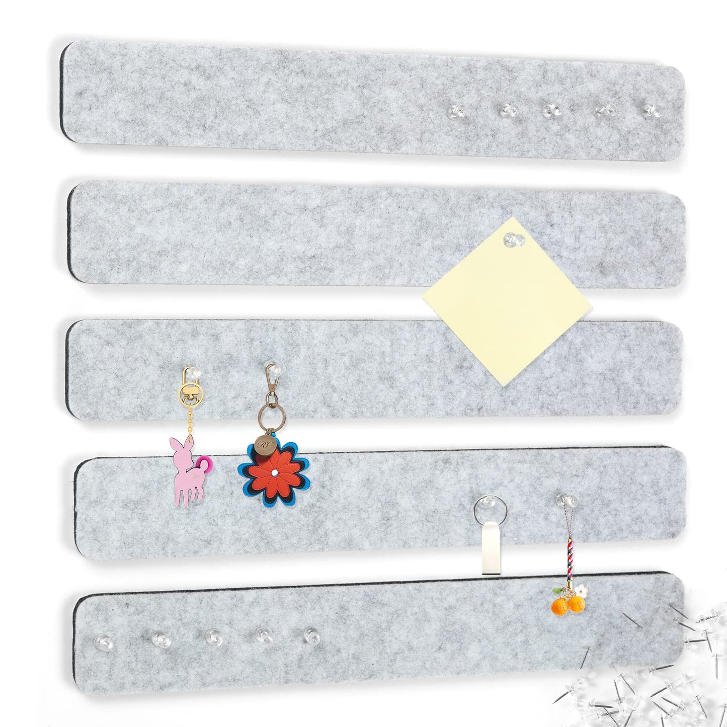 Arlasuo 5 Pack Grey Felt Pin Board Bar Strips Bulletin Board Bundle with 5 Pack White Felt Pin Board Bar Strips Bulletin Board