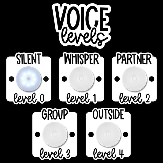 Honoson Voice Level Chart for Classroom with 5 Pack Magnetic Puck Lights Noise Level Chart Teacher Educational Management Supplies for Elementary School Preschool Music Class (Mordern,White)