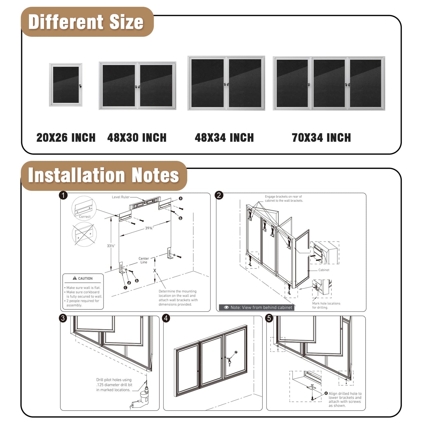 Mifuro 70"x34" Enclosed Bulletin Board, Outdoor Lockable Weather-Resistant Aluminum Cork Noticeboard for School & Office, Silver Frame w/Black Flet