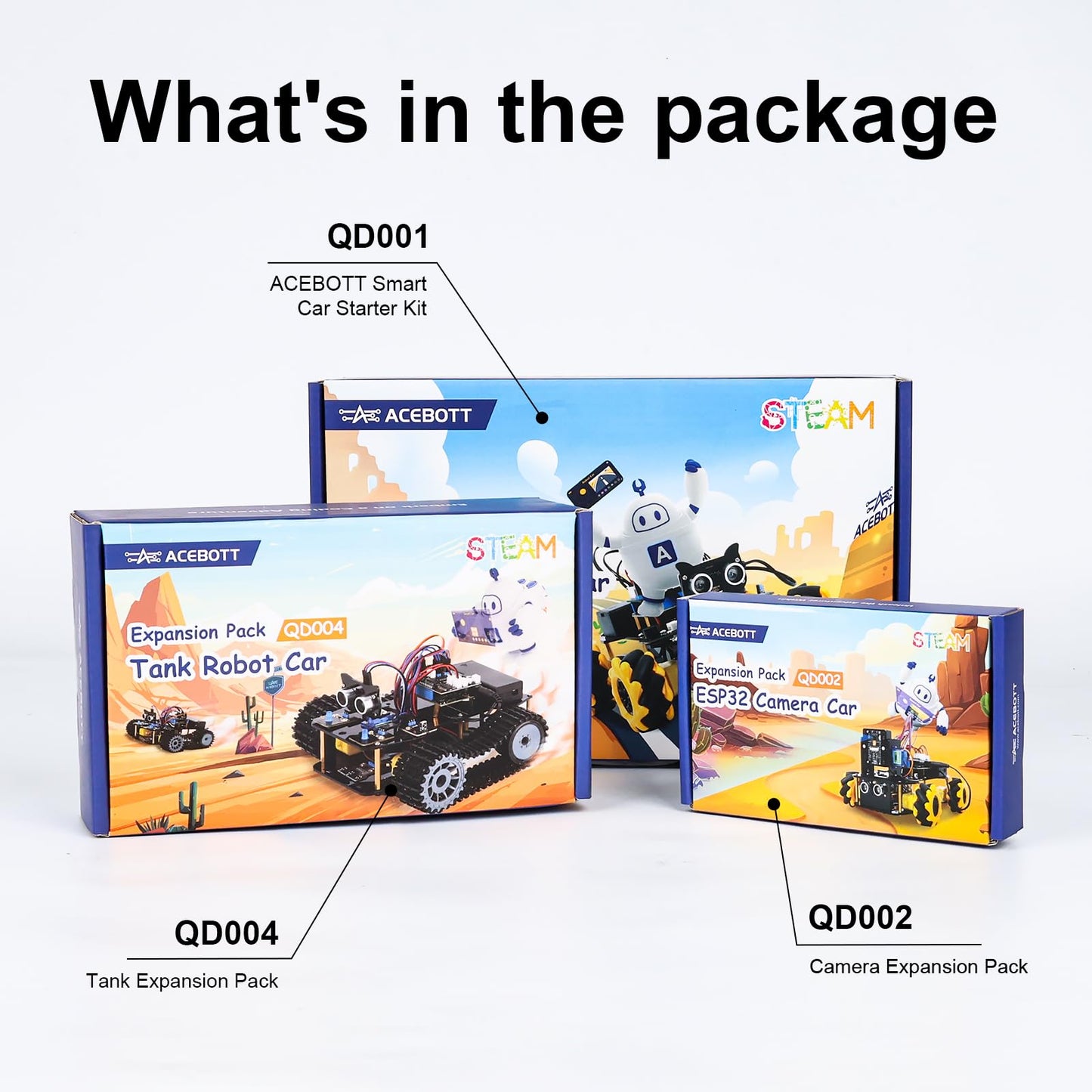 Robotics for Kids Ages 12-16, ACEBOTT 4 in 1 Smart Robot Kit with 3MP Camera + Tank Car, STEM Toys Coding Kit Compatible with Arduino & Scratch, App & Remote Control, for Kids & Teens
