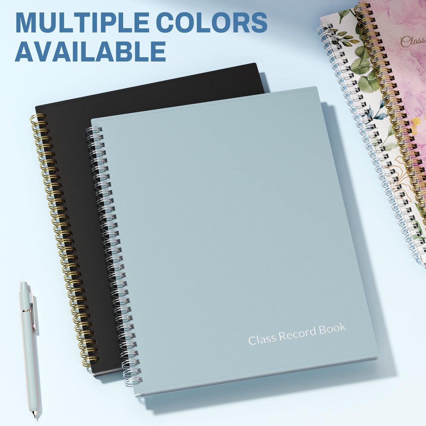 SUNEE Teacher Class Record Book for 9-10 weeks, 36 Names, 8.5x11 Inch, 104 Pages (52 Sheets), 100gsm Thick Paper, Larger Grade Recording up to 36 Students with Water-Resistant Plastic Cover, Blue