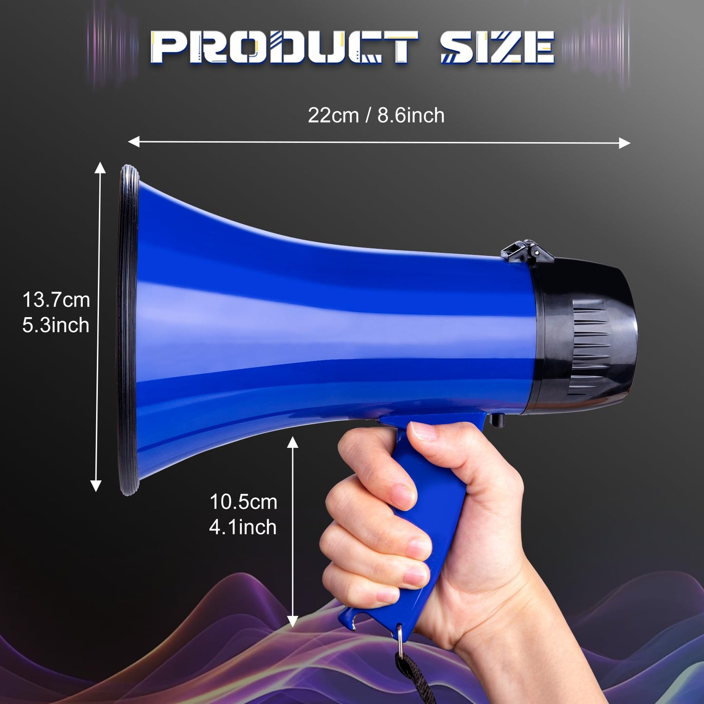 MyMealivos 20W Megaphone Bullhorn, Built in Siren & 240s Recording, 5.4"×8.6" Portable Megaphone with Volume Control Cover Up to 300 feet+ for Indoor and Outdoor Activities(Blue)