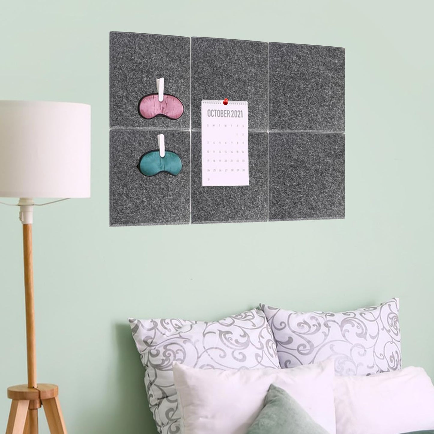 Geytetqi 12 Pack 12" x 12" Felt Boards, Dark Grey Square Felt Wall Tiles, Self-Adhesive Cork Bulletin Board for Home, Office, and Kitchen Decor(1/2 Inch Thickness)