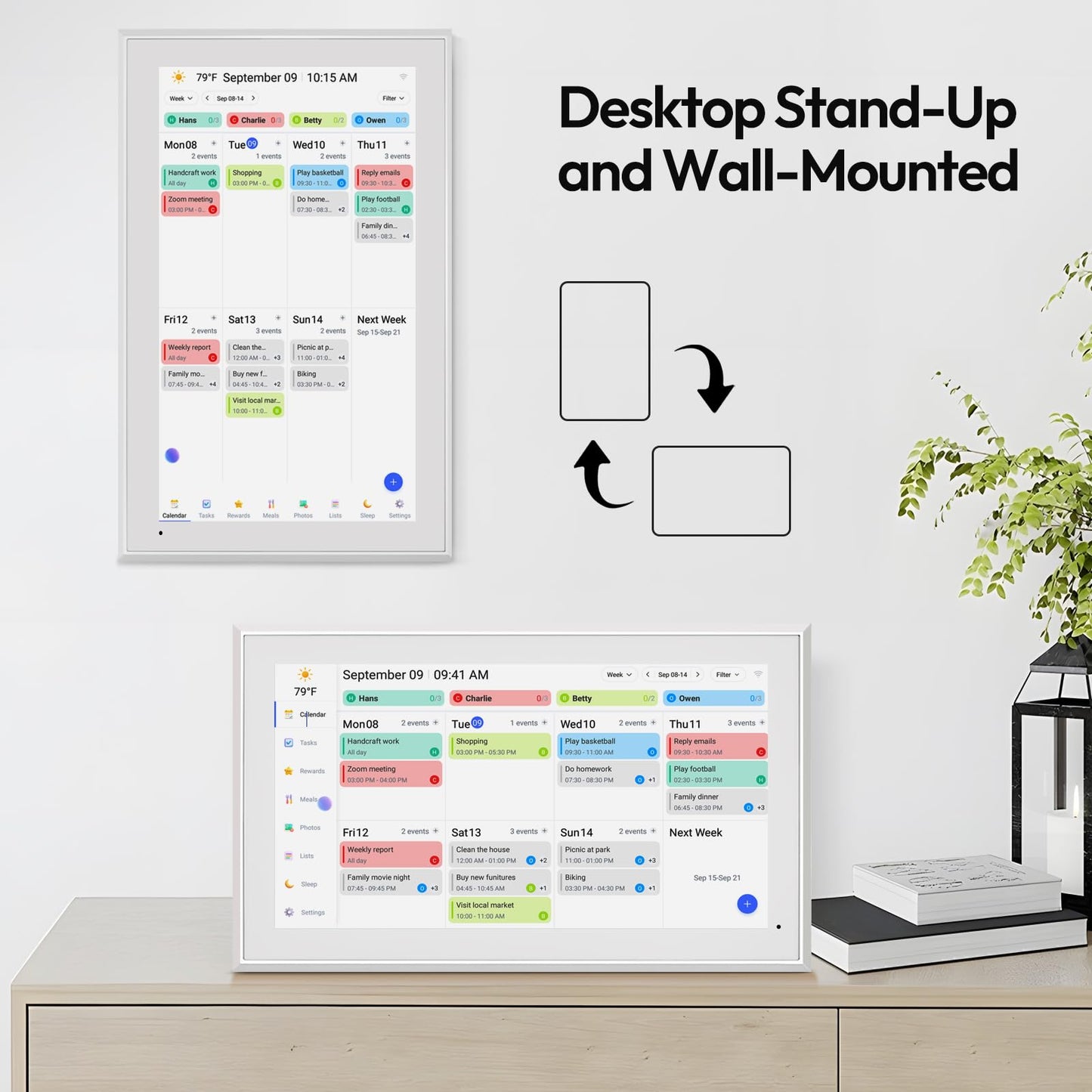 BOCT 21.5'' Digital Calendar Wall - 64GB Memory Touch Screen Chore Chart Smart Calendar, Digital Planner, Auto-Sync, APP Control, Interactive Family Schedules, Gift for Mother