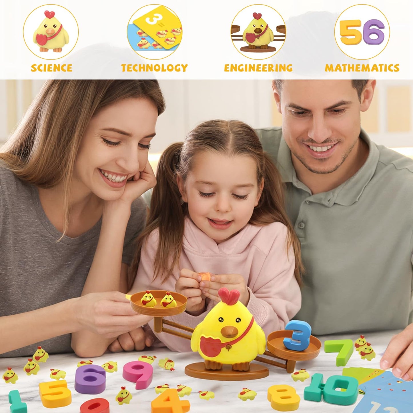 Snugzy Chicken Balance Counting Toys, Number Counting Scale Games for Kids Cool Math Learning Games for Boys and Girls Preschool Kindergarten Learning STEM Montessori Educational Toys for 3+