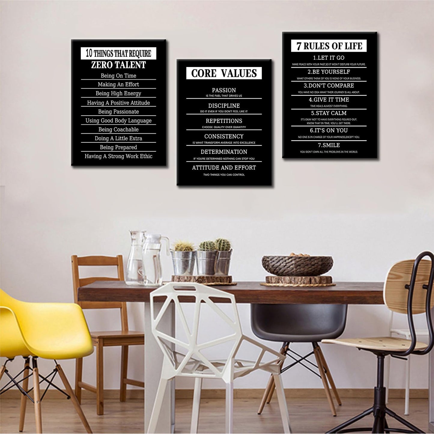 10 Things That Require Zero Talent Motivational Canvas Wall Art Core Values Entrepreneur Quotes Posters Prints Inspirational 7 Rules of Life Pictures for Bedroom Office Gym Wall Decor [36''W x 16''H]