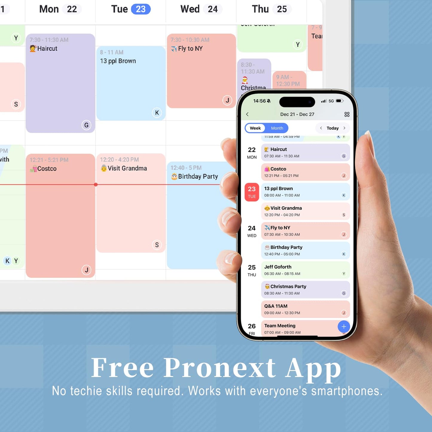 Digital Calendar, 21.5 inch Wall Planner & Chore Chart, FULL HD Interactive Touchscreen Display, Portable Smart Family Organizer, Event Planner, Perfect for Family Schedules - Wall Mountable, No Subscription (Free Magic Import)