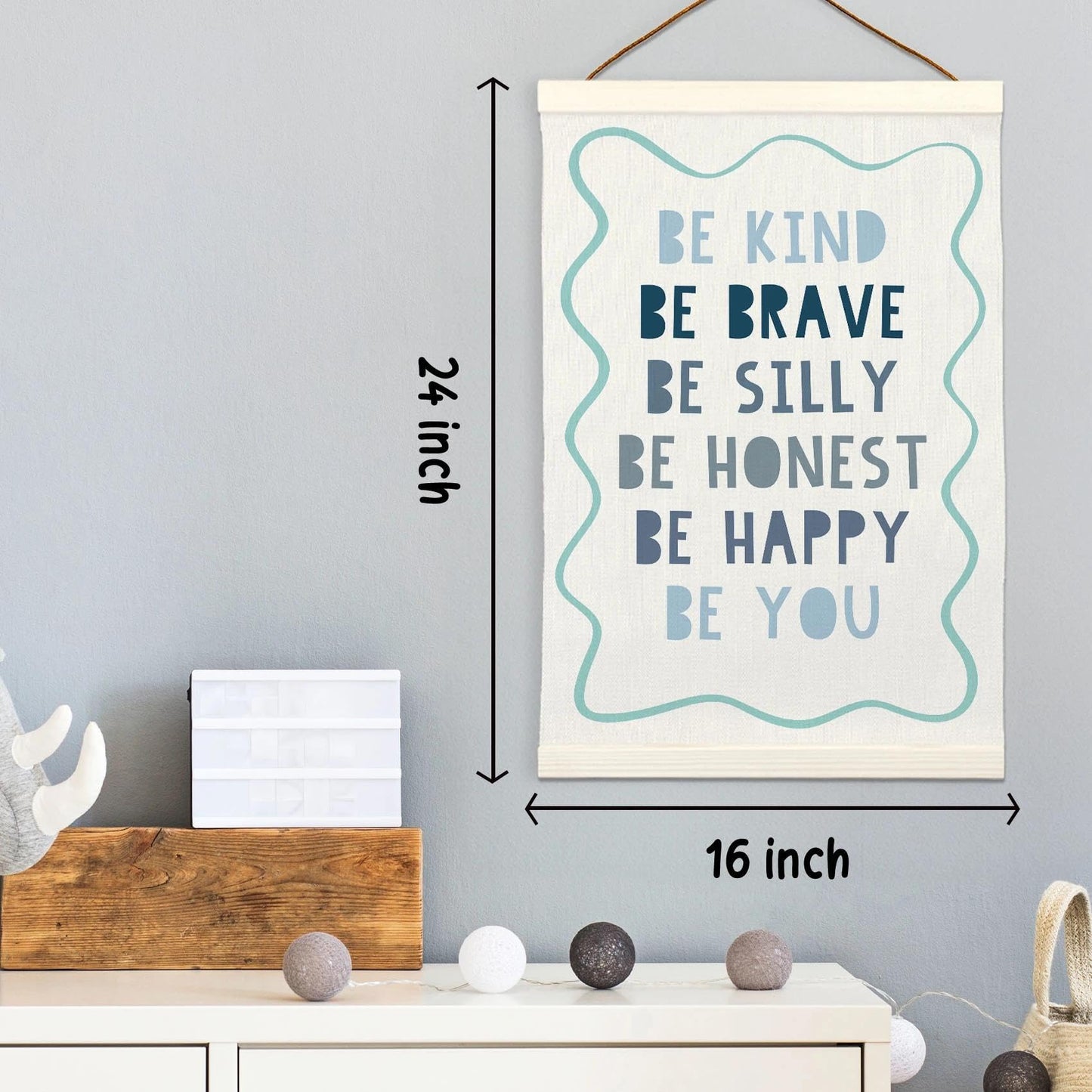 LKETW Kids Positive Affirmations Poster Hanger Frame 12x16 Inch, Be Kind Inspirational Wall Art Posters for Classroom, Motivational Hanging Banner Decor for Kids Nursery Room Bedroom Playroom
