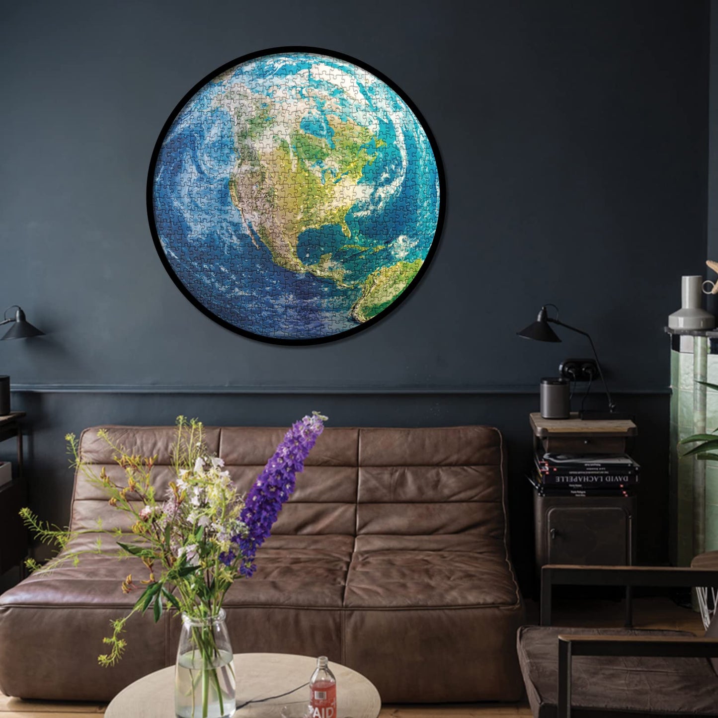 Space Earth Puzzles for Adults 1000 Pieces, Round Planet Solar System Puzzles, Hard Circle Galaxy Jigsaw Puzzles as Space Wall Decor