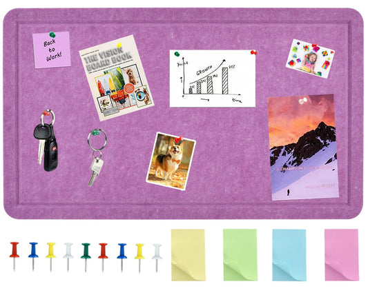 Vuzvuv Violet Purple 28"x16" Large Cork Board with 50 Push Pins for Valentine's Day, Self-Adhesive Bulletin Board for Wall, Felt Pin Vision Board for Paste Notes,Schedules Offices Home