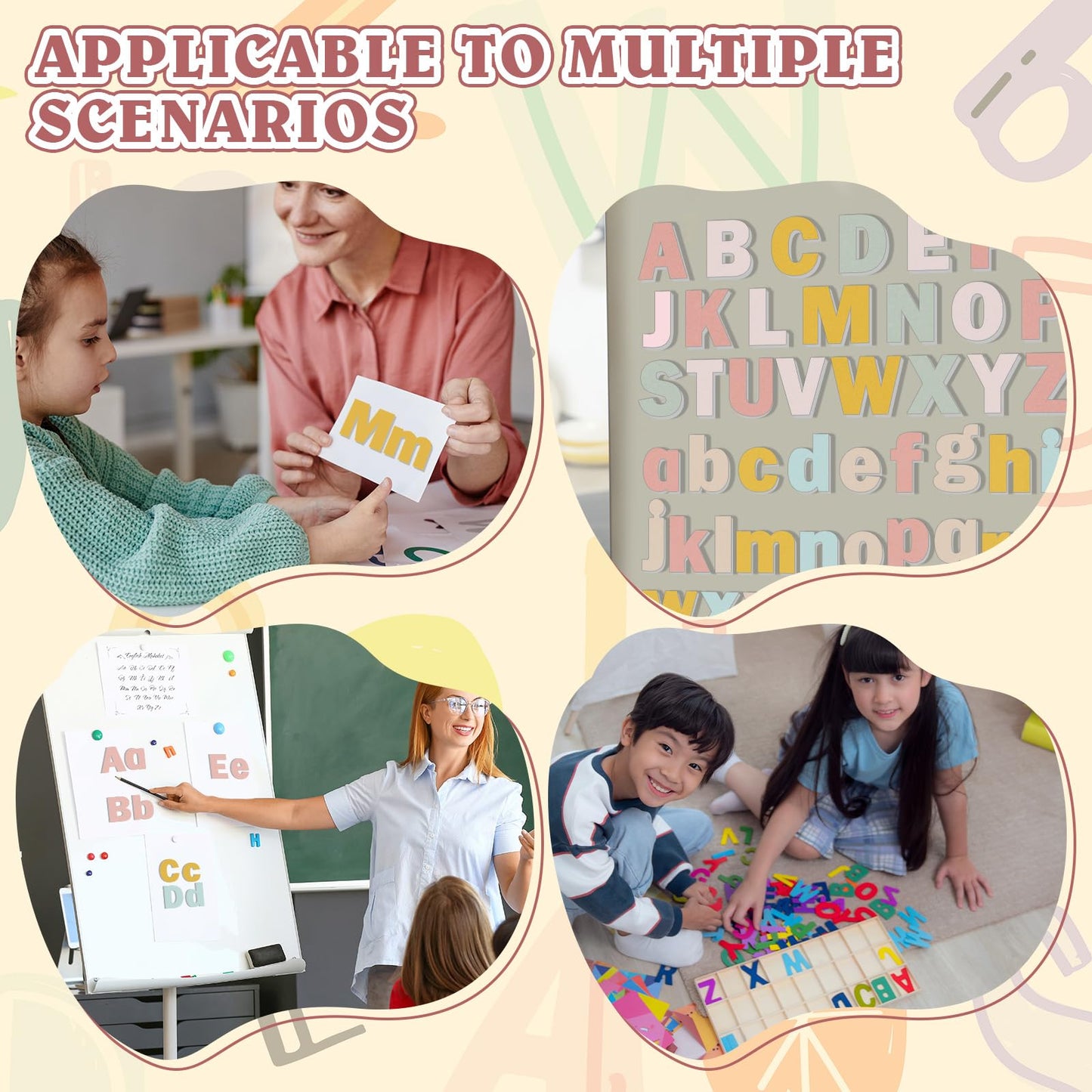 Breling 310 Pieces Felt Letter Bulletin Board Letters Sticker with Number 2" Bulk Self Adhesive ABC Upper Lowercase Sticky Letter for Xmas Gift Bulletin Board Classroom(Boho Color)