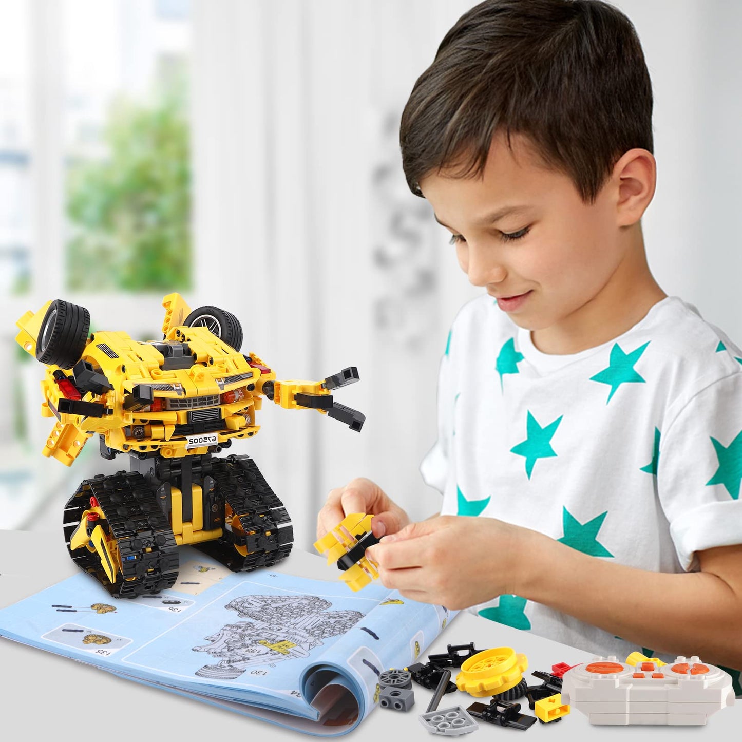 Sciencow 2-in-1 Build a Robot Kit, Remote & APP Controlled Robotic Building Blocks Toys STEM Projects for Kids Ages 8 9 10 11 12 13 14,Chirstmas Birthday Gift for Boys (RC Car)